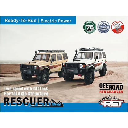 RGT EX86190 Rescuer Simulation LC76 4WD RTR Two-Speed Shift 1/10 RC Electric Remote Control Model Car Adult Children Toys