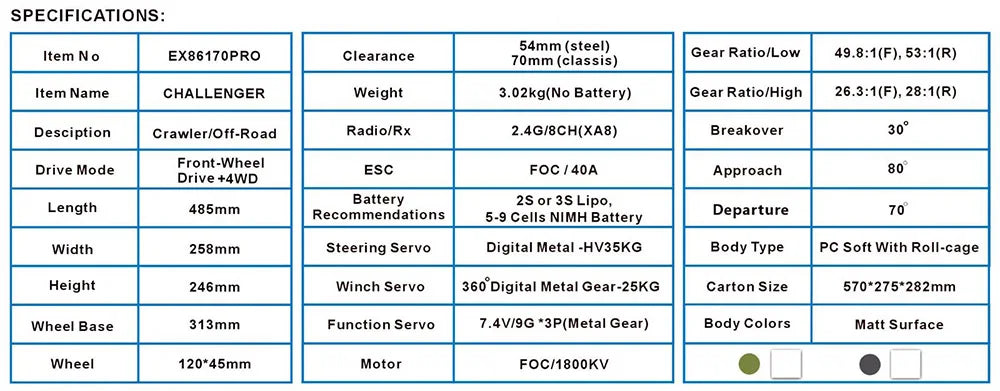 RGT CHALLENGER EX86170 PRO RC Crawler 4WD RTR 1/10 RC Electric Remote Control Model Car Off-Road Buggy Adult Kids Toys