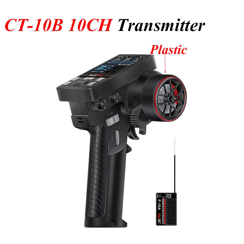 New HotRC CT-10B 10CH Remote Control Metal Handwheel Color Screen Transmitter F-10A  Receiver for RC Car Aircraft Boat Dron Part