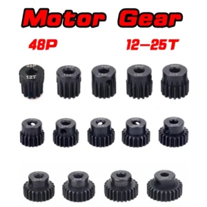 48DP 3.175mm 12T-20T 22T 24T 25T Black Steel Metal Pinion Motor Gear For 1/10 RC Model Car Motor