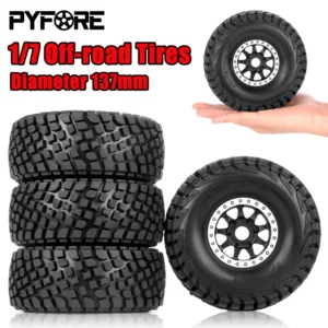 4pcs Short Truck Terrain Tire 137.5 * 55mm Tires 17mm Adapter 1/7 MOJAVE FSR RC Car Off-road Tires W208