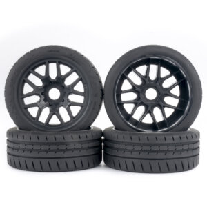 PYFORE 4Pcs 1/8 RC Rally Tires diammeter 104 *40mm 17mm Adapter W266