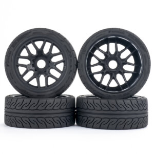 PYFORE 4Pcs 1/8 RC Rally Tires diammeter 104 *41mm 17mm Adapter W265