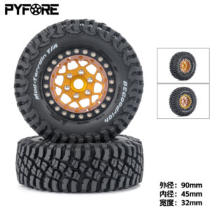 PYFORE RC Crawler Wheels 4 Pieces 1.9 Inch 1/12 Diameter 90 * 32mm 12mm Adapter W281