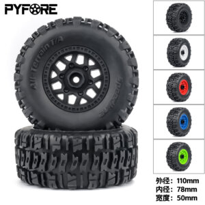 PYFORE 1.9 Inch 1/10 1/12 RC Monster Wheels 4 Pieces  Diameter 110 * 50mm 14mm Adapter W277