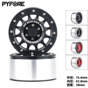 PYFORE 4Pcs 1/7 RC Crawerl Wheel Hubs Diameter 74.4* 38mm 17mm Adapter R476